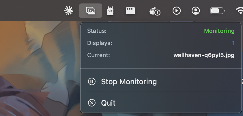 WallSync menu bar interface